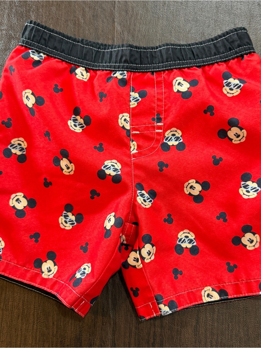 Disney Baby Mickey Mouse Face Red Swim Trunks Sz 24M